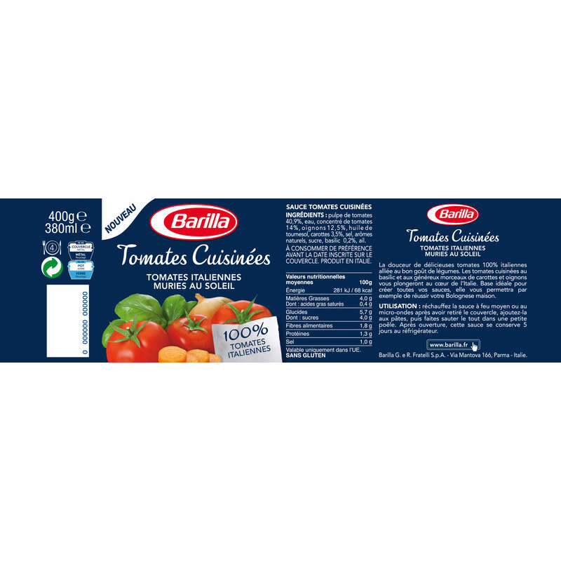 Barilla Sauce Tomates Cuisinées 400g