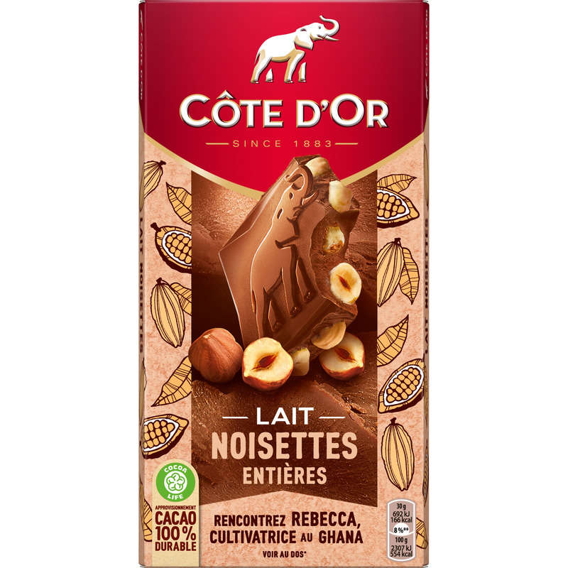 Côte d'Or Milk Chocolate Bar with Whole Hazelnuts 180g