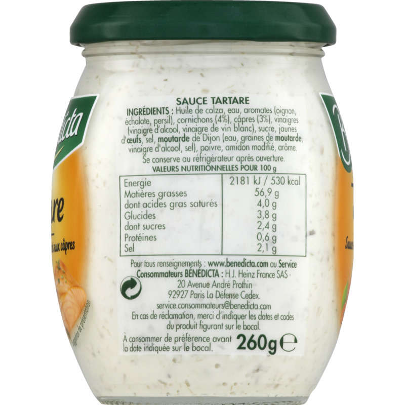 Bénédicta Tartar Sauce with Pickles and Capers 260G