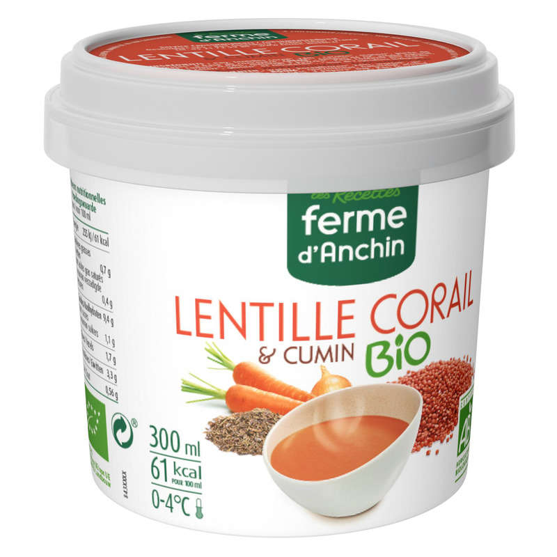 Ferme d'Anchin Soupe Lentille Corail et Cumin Bio 30cl