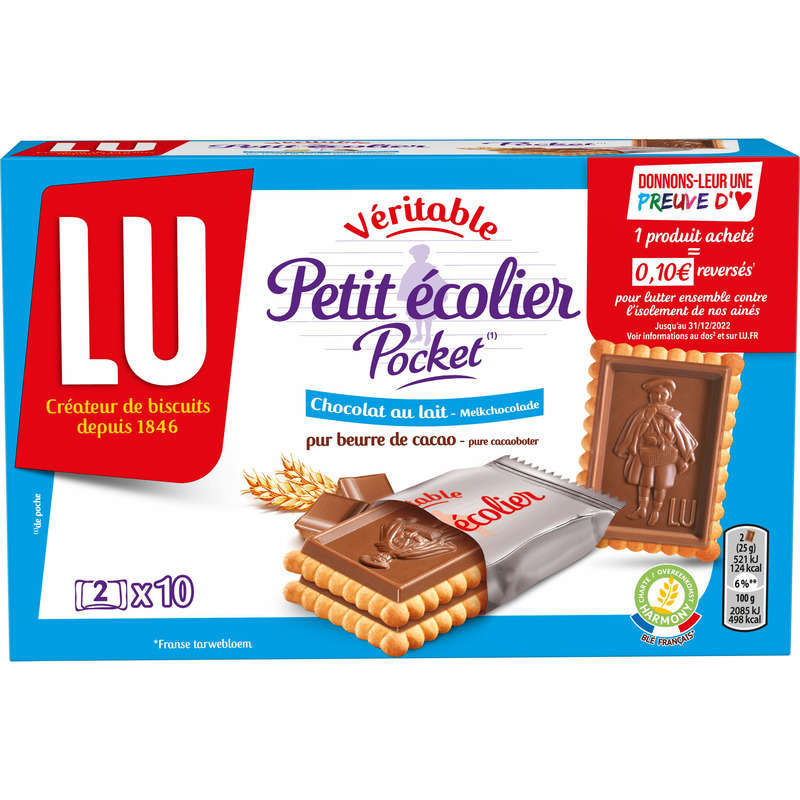 Lu Petit Ecolier Petit Beurre Biscuits nappés au Chocolat au Lait 250g