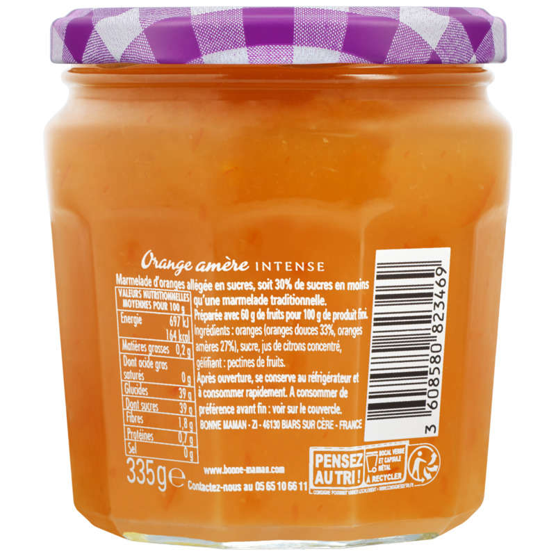 Bonne Maman Confiture orange amère intense 335g