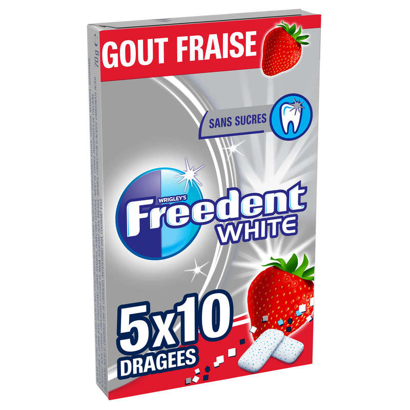 Freedent White Chewing Gum à La Fraise Sans Sucres 70g