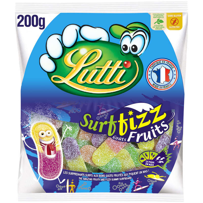 Lutti Bonbons Surffizz Goûts Fruits, Extra Acide 200G