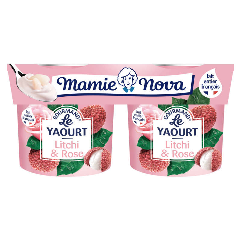 Mamie Nova Yaourt Brassé Sucré Aux Litchi Rose 2X150G