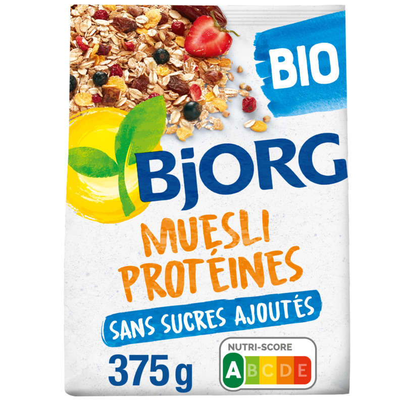 Bjorg Muesli Protéines, Soja, Dattes, Fruits Rouges, Bio 375G