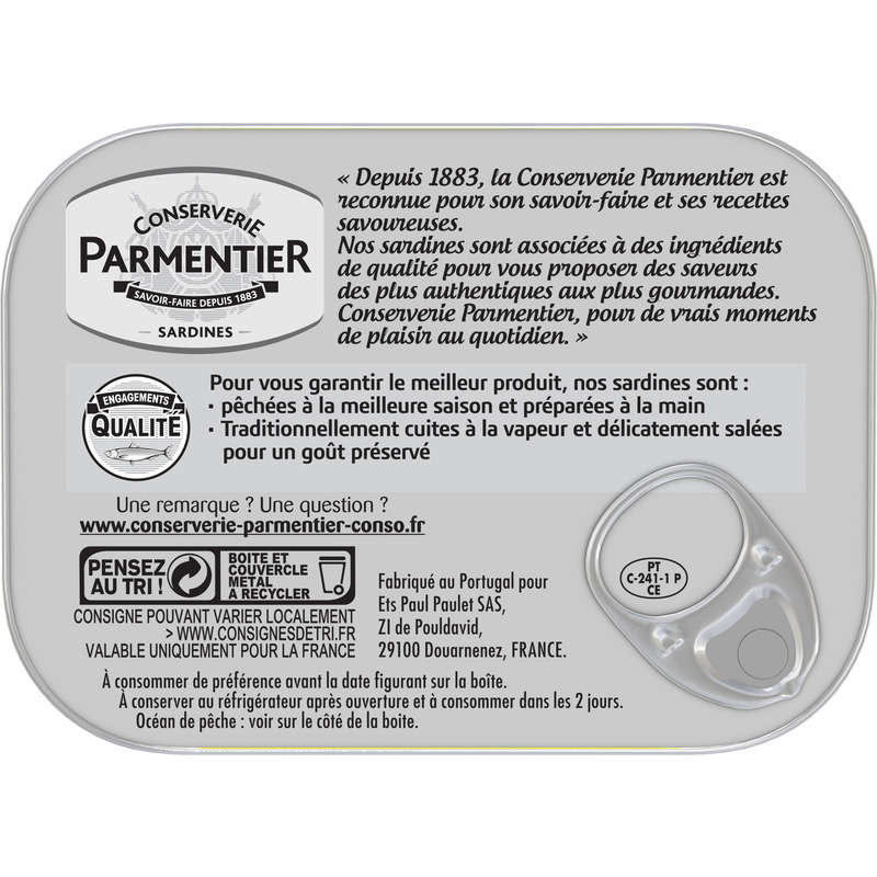 Conserverie Parmentier Sardines à L'Huile d'Olive Vierge Extra 135g