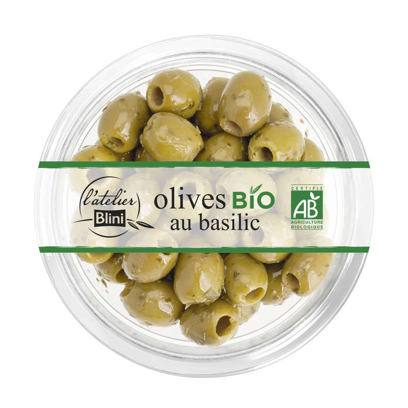 L'Atelier Blini Organic Olives With Basil 150G