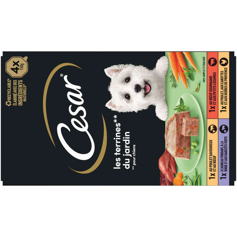 Cesar® Terrines Traiteur 4 Variétés, Pour Chien 4 x 150G