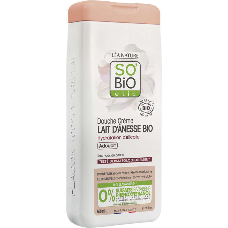 SO'BiO Étic Crème de douche Hydratante au lait d'ânesse Bio 650ml