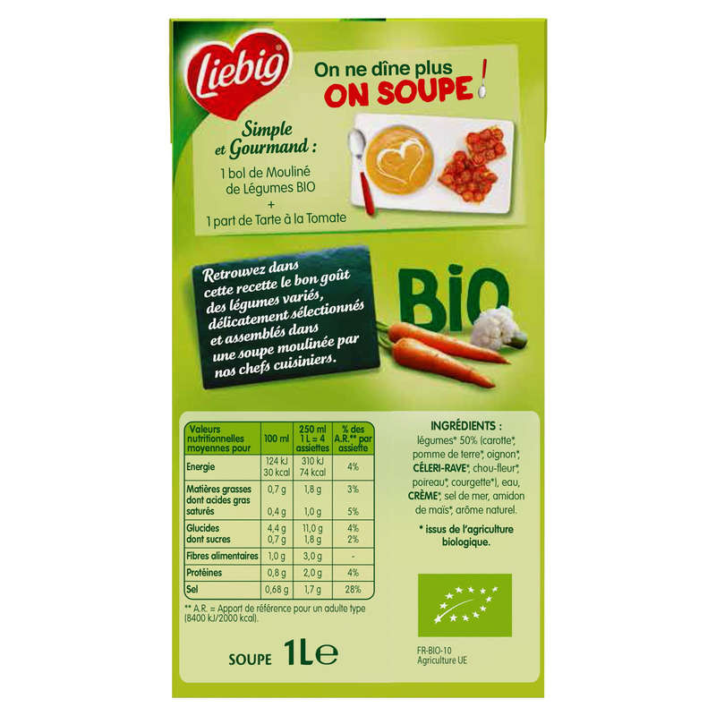 Liebig Soupe Mouliné de légumes Bio 1 L