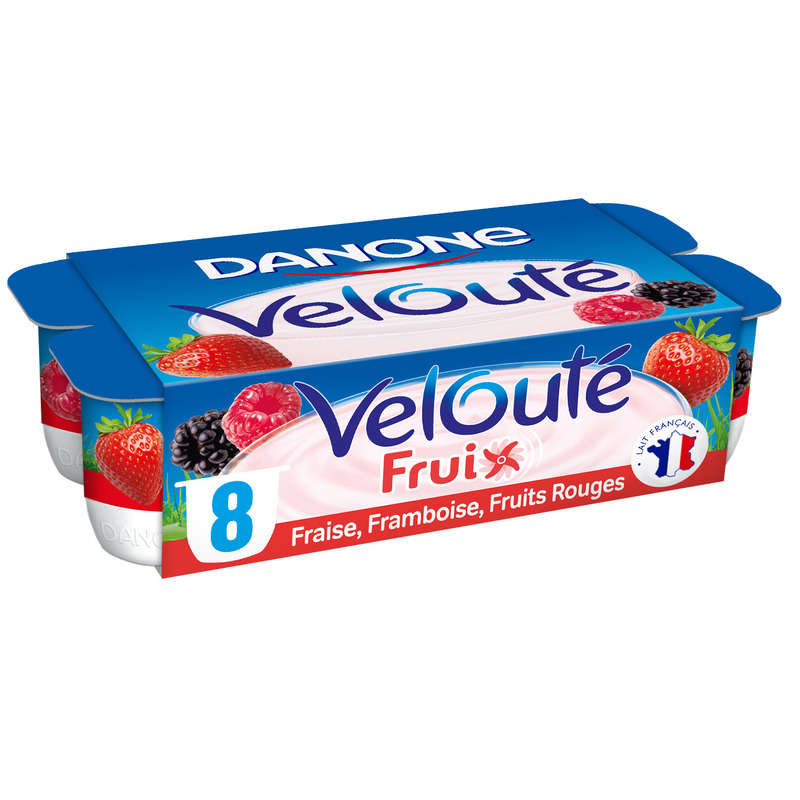 Danone Velouté fruix yaourt aux fruits rouges brassé 8x125g