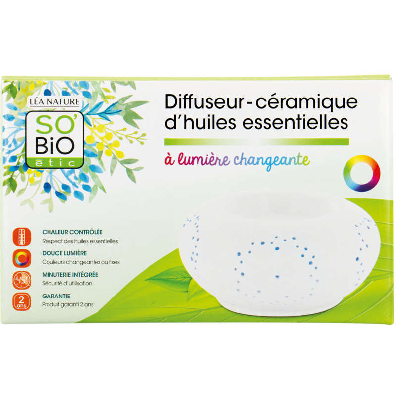 Léa Nature Diffuseur Ceramique D'Huiles Essentielles, Lumière Changeante