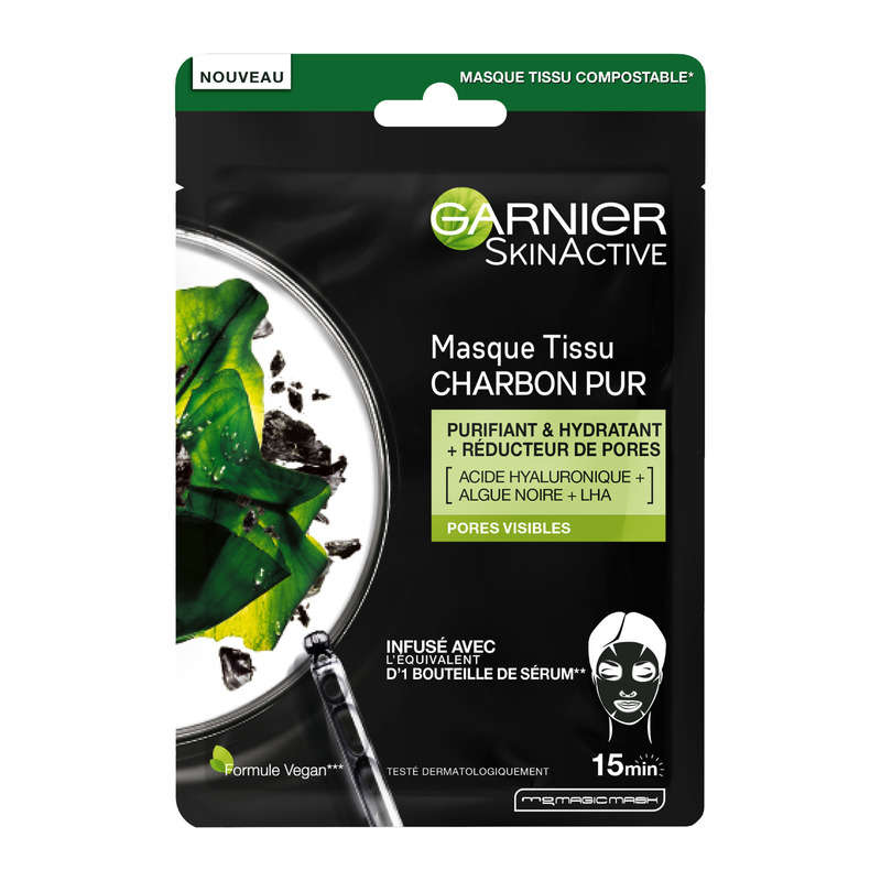 Garnier Masque Tissu Charbon Végétal x1