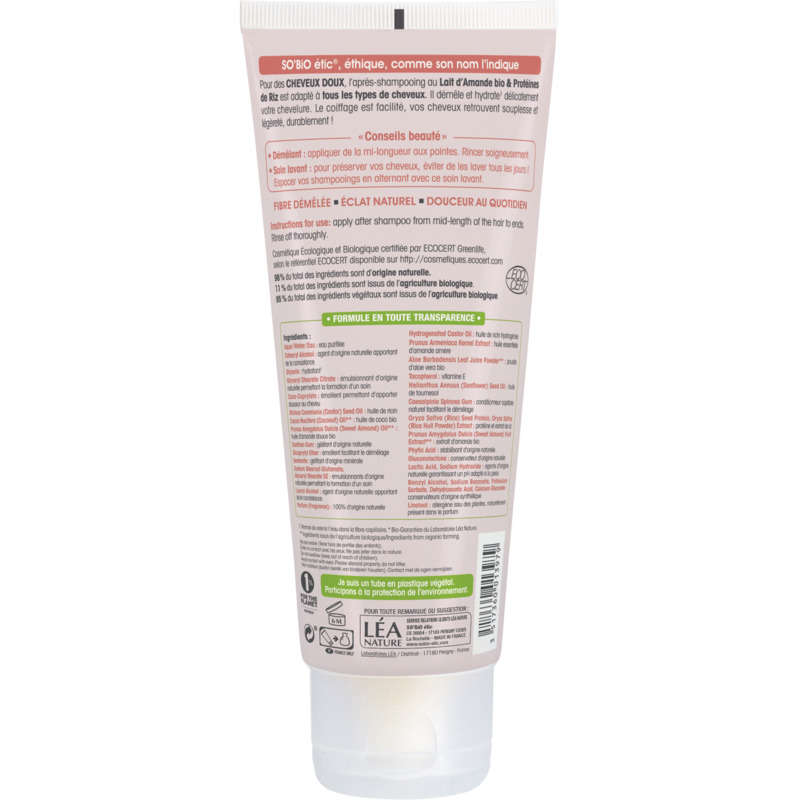 SO'BiO Étic Après-shampooing Cheveux doux au Lait d'amande Bio 200ml