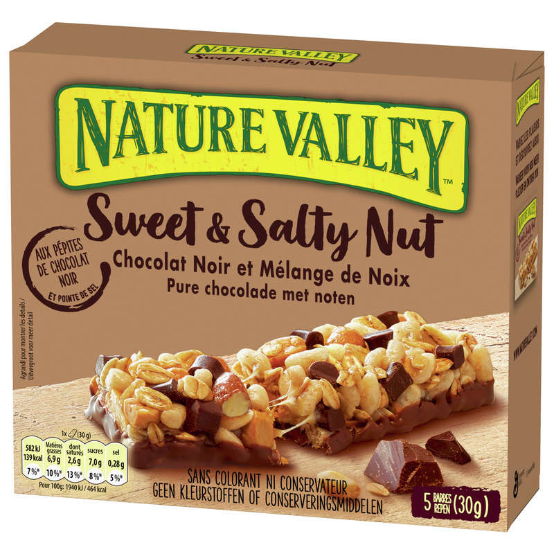 Nature Valley Barres Croquantes Cacahuètes, Amandes Et Pépites De Chocolat Noir 30G