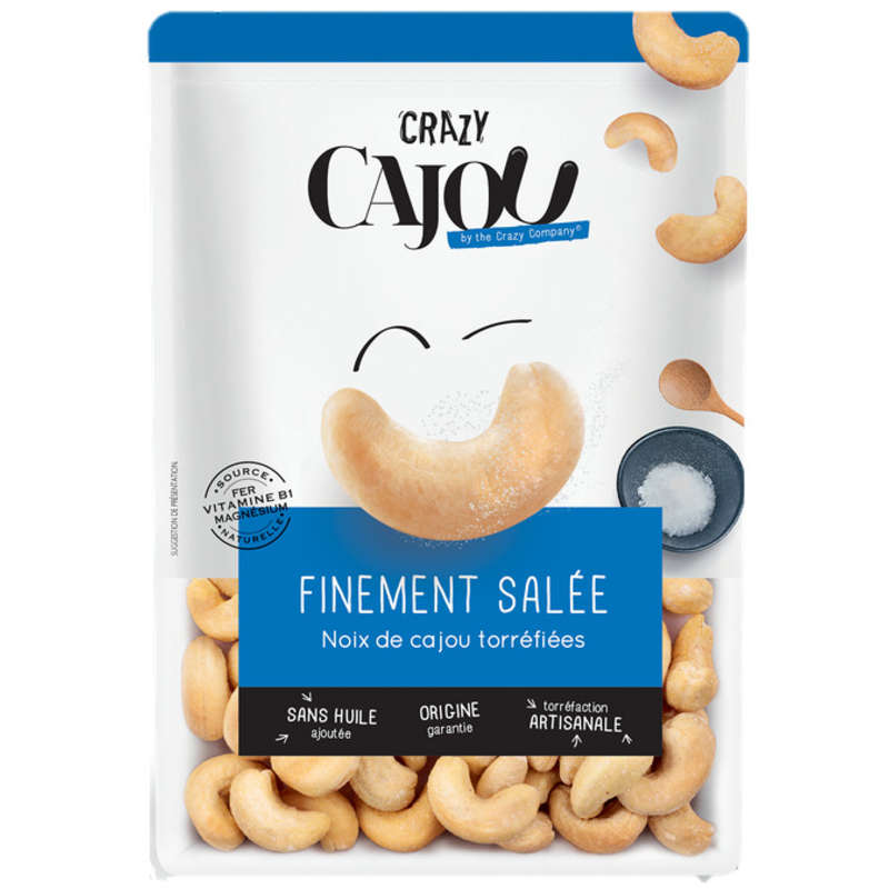 Crazy Cajou Noix de cajou torréfiées finement salée 75g