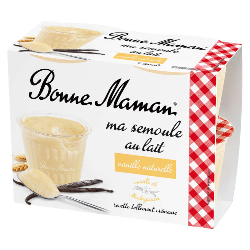 Bonne Maman semoule au lait saveur vanille 4x100g