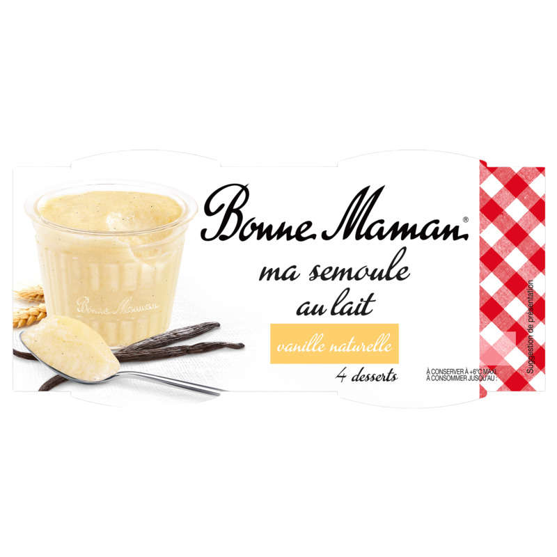 Bonne Maman semoule au lait saveur vanille 4x100g