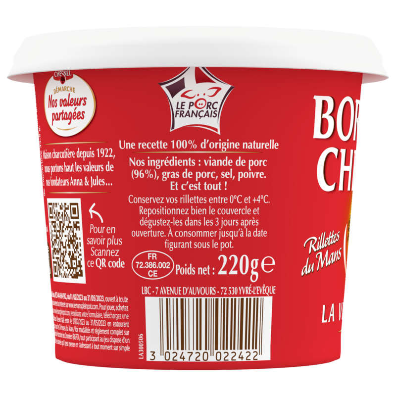 Bordeau Chesnel Rillettes Du Mans La Véritable 220G