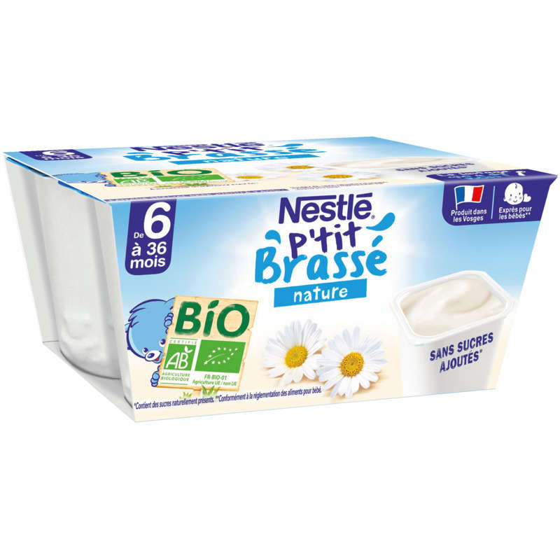 Nestlé P'tit Brassé Nature Organic 4x90g