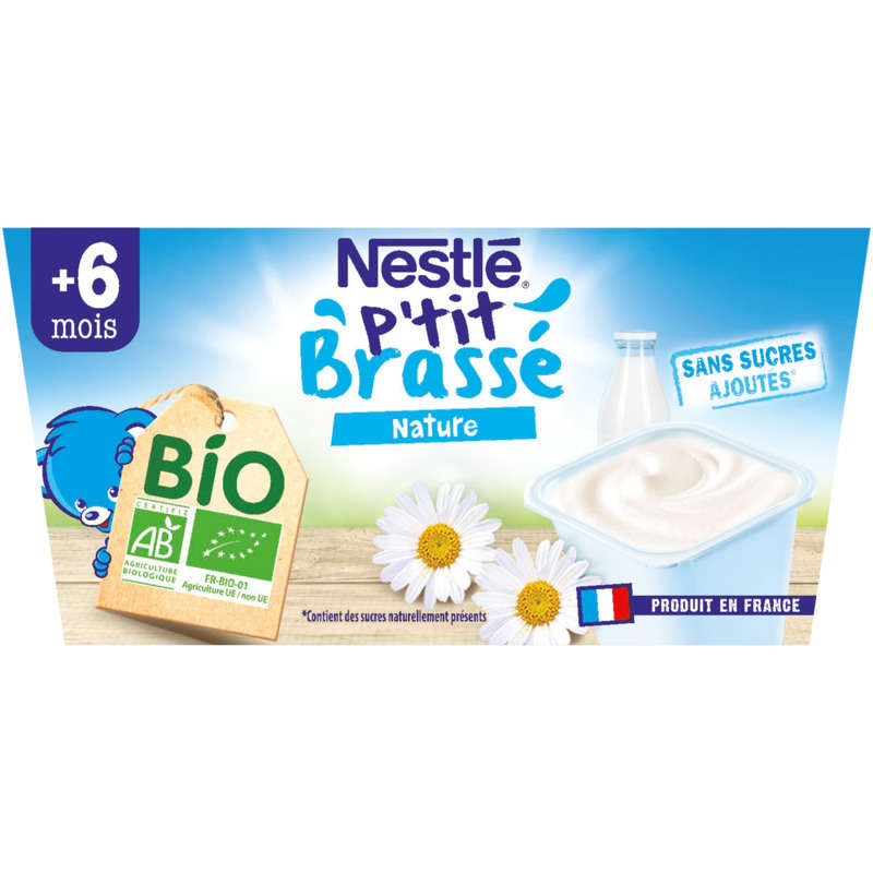 Nestlé P'tit Brassé Nature Organic 4x90g