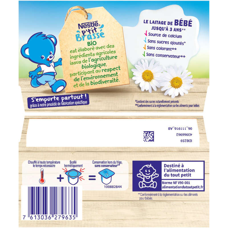 Nestlé P'Tit Brassé Nature Bio 4x90g