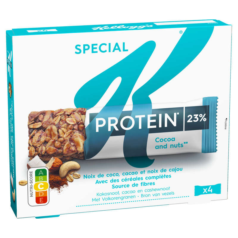 Kellogg's Barres Céréales Special K Protein Noix de coco et cajou 4x28g