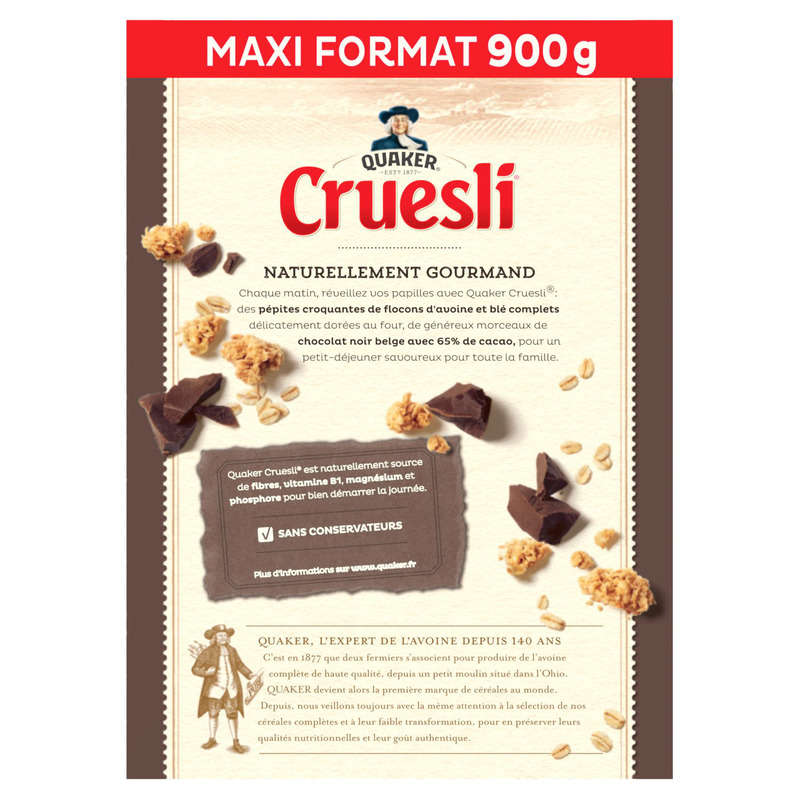 Quaker Cruesli Chocolat noir maxi format 900g