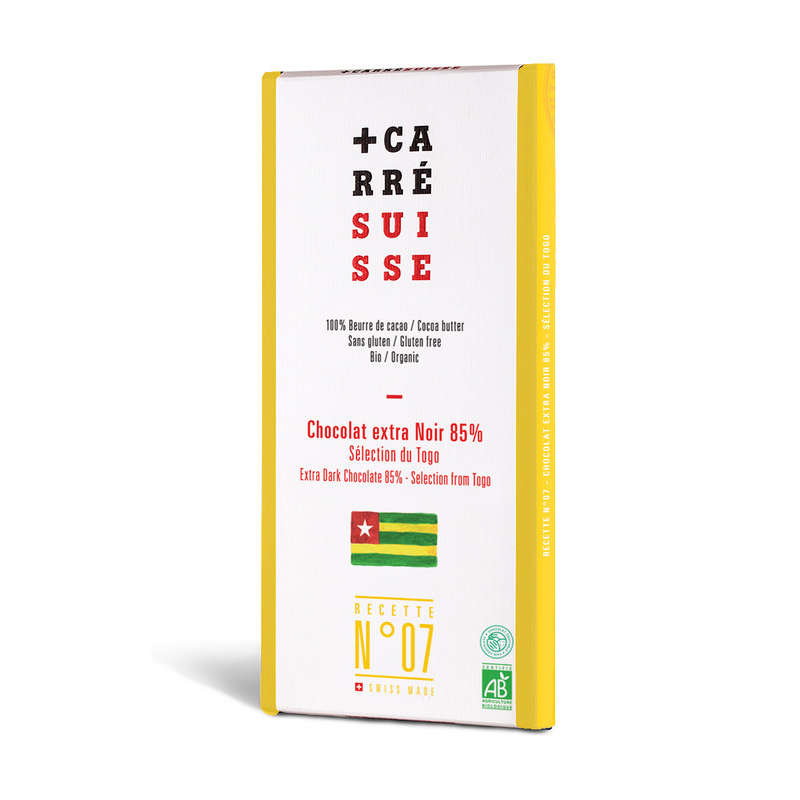 Carre Suisse Recette N°07 Chocolat Extra Noir 85% Sélection Du Togo 100G