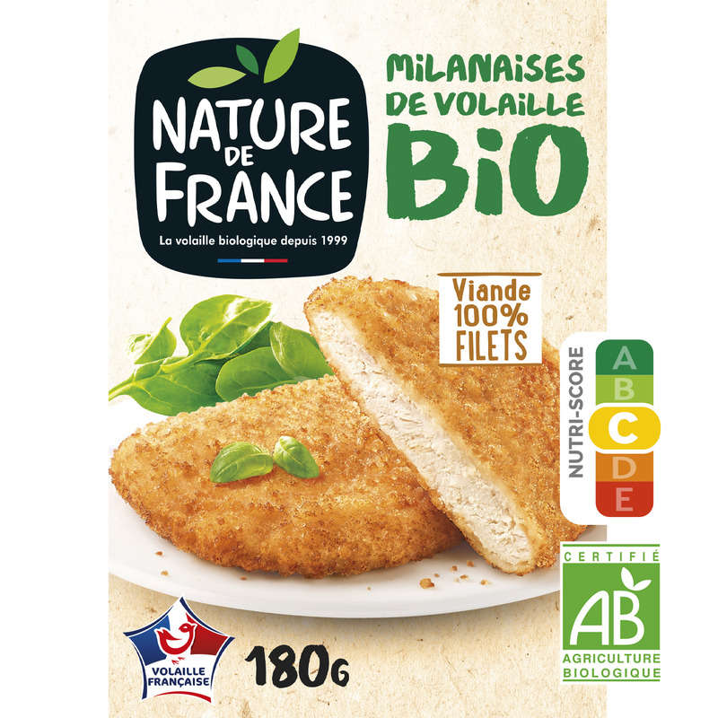 Nature de France Escalopes Milanaises de volaille Bio 180g