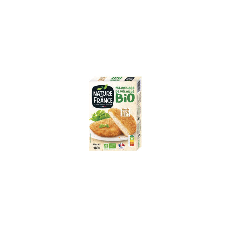 Nature de France Escalopes Milanaises de volaille Bio 180g