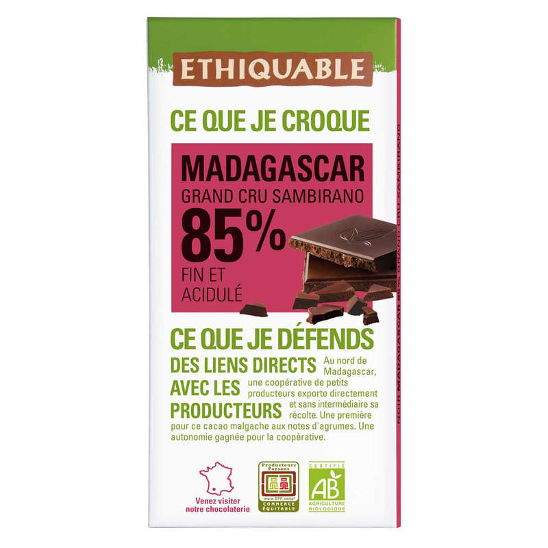 Ethiquable Dark Chocolate 85% Organic 100g