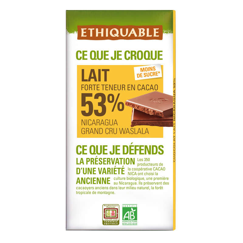 Ethiquable Milk Chocolate 53% Organic 100g