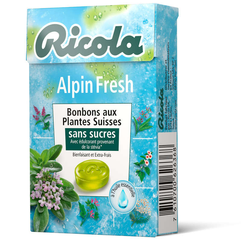 Ricola Bonbons Suisses Aux Plantes Alpin Fresh Sans Sucres 50G