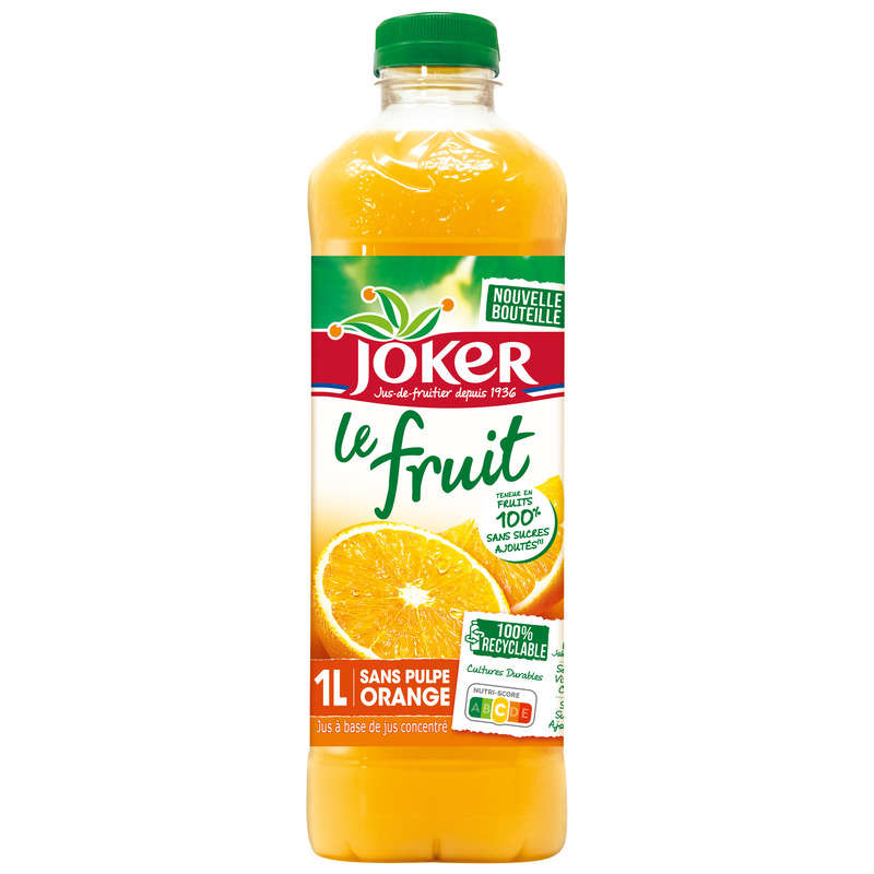 Joker jus d'orange sans pulpe la bouteille de 1L