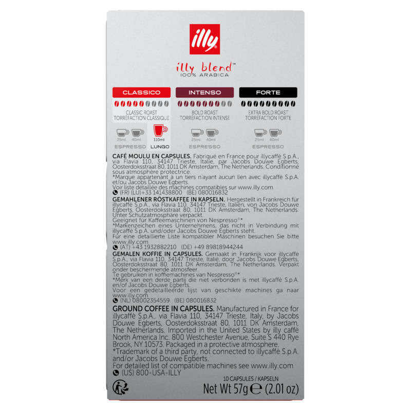 Illy Café Espresso Lungo 100% Arabica x10 capsules 57g