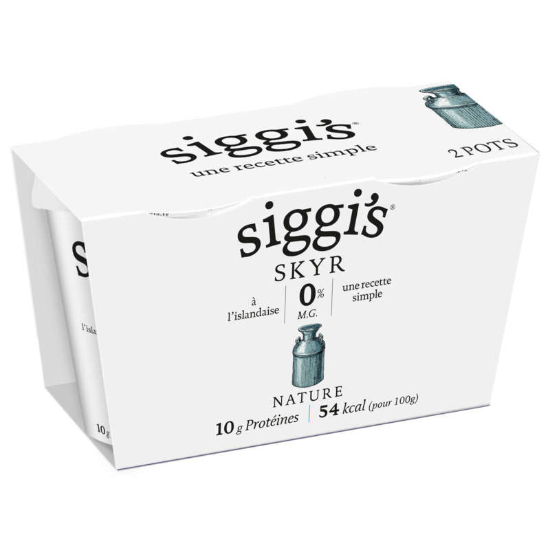 SIGGI'S skyr yogurts 0% fat plain 2x140g