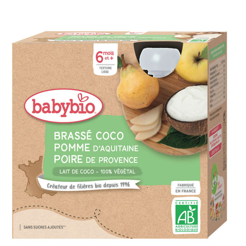 Babybio Organic Stirred Dessert Coconut Apple from Aquitaine Pear From 6 months 4x85g