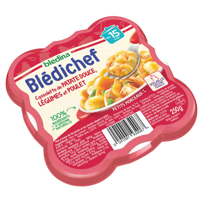 Blédina Sweet Potato, Vegetable and Chicken Casserole, from 15 Months 250g