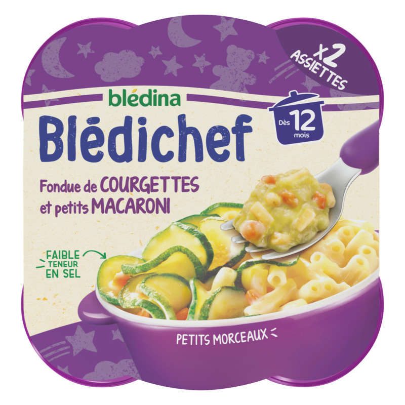 Blédina blédichef zucchini fondue and small macaroni 2x230g