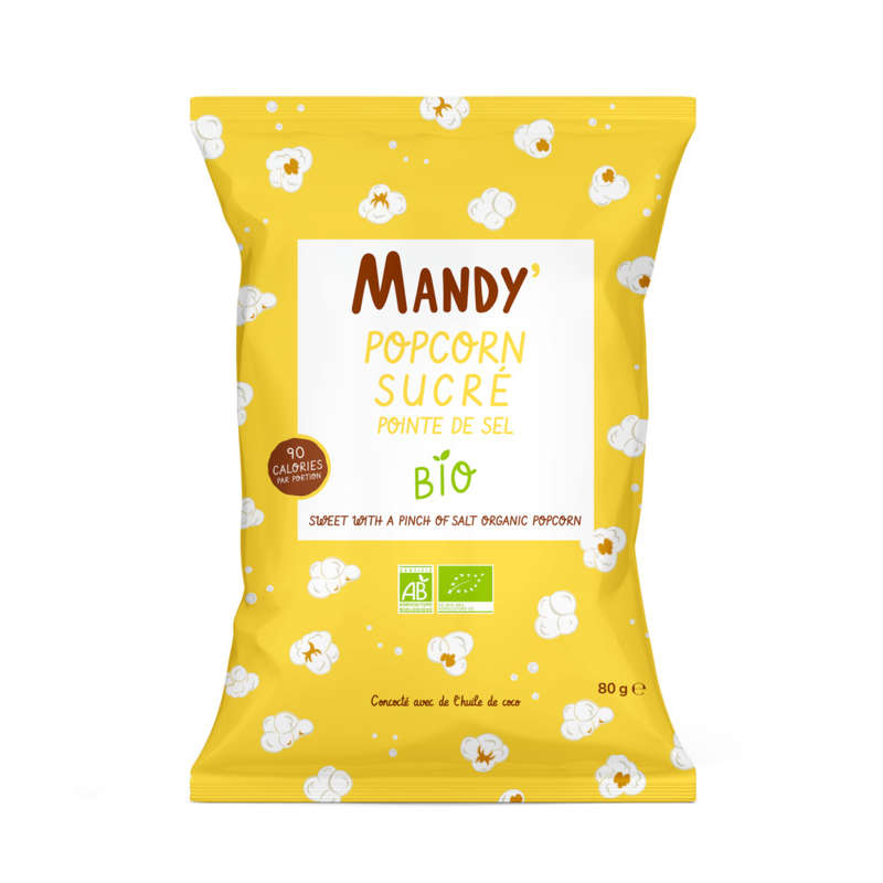 Mandy' Organic sweet popcorn with a hint of salt 80g