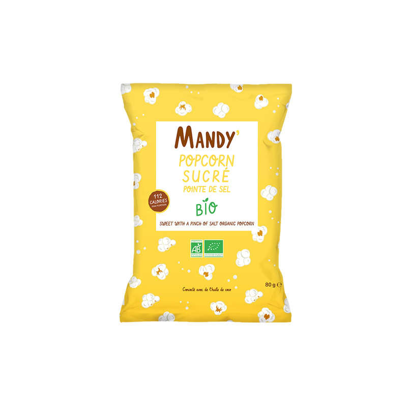 Mandy' Organic sweet popcorn with a hint of salt 80g