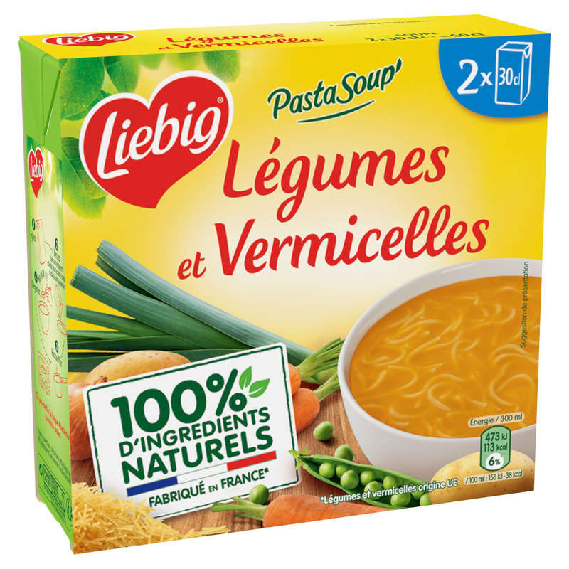 Liebig PastaSoup' Vegetables and vermicelli pasta 2x30cl