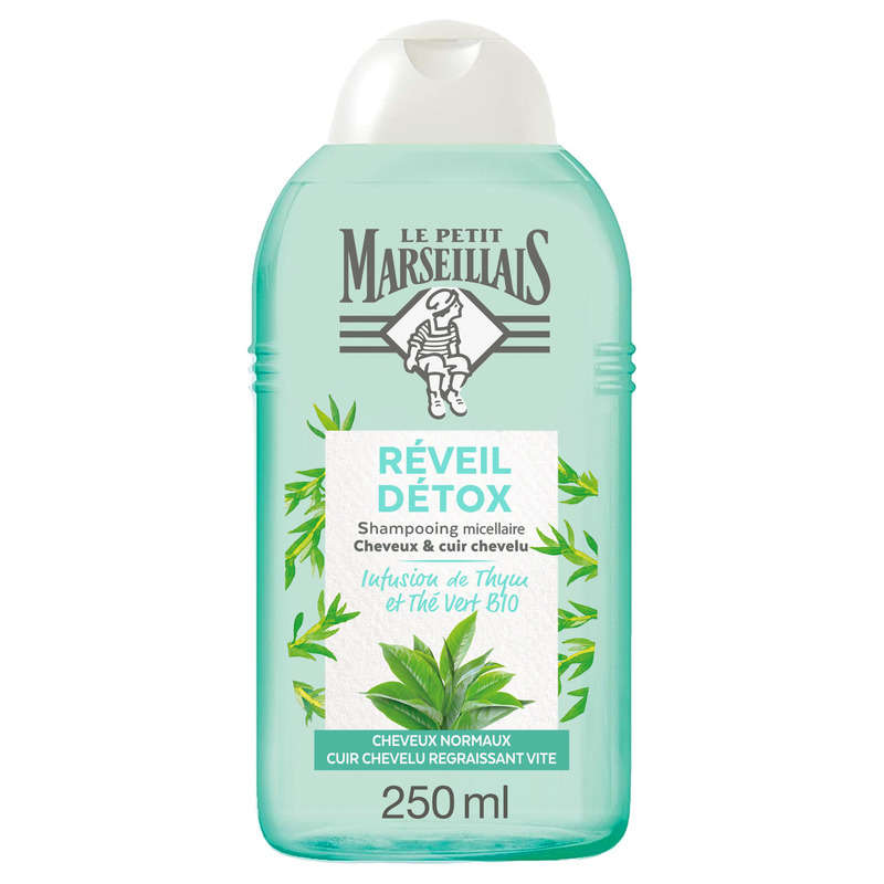 Le Petit Marseillais Shampooing Réveil Détox thym et thé vert bio 250ml