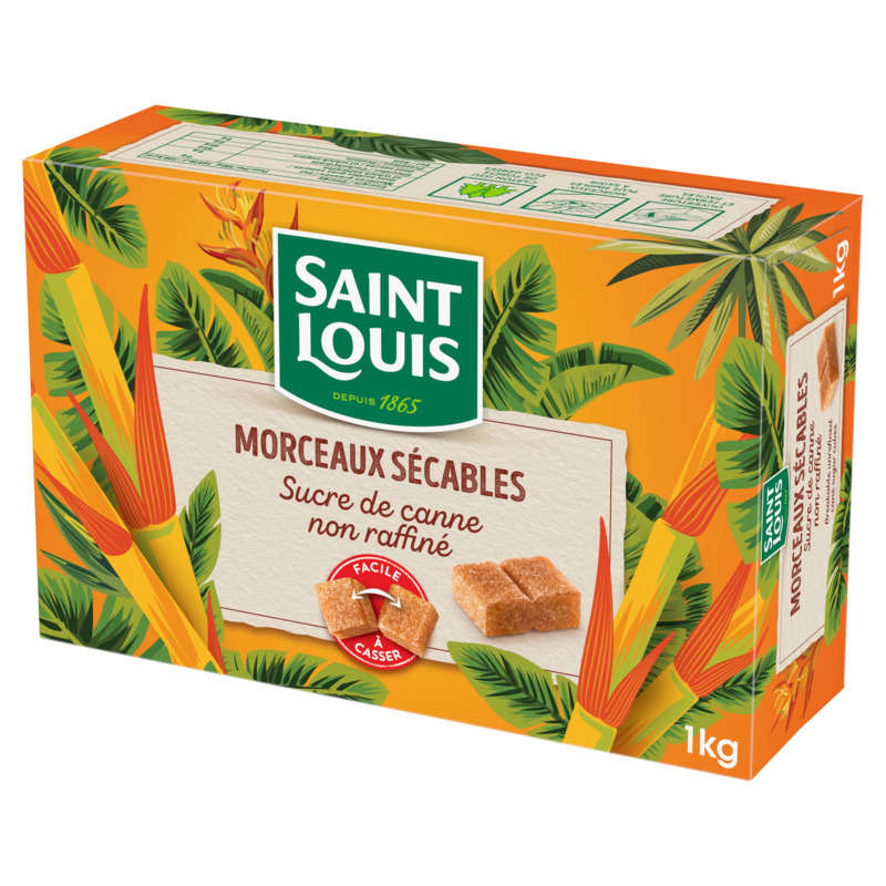 Saint Louis Sucre De Canne Non Raffiné, Morceaux Sécables 1Kg