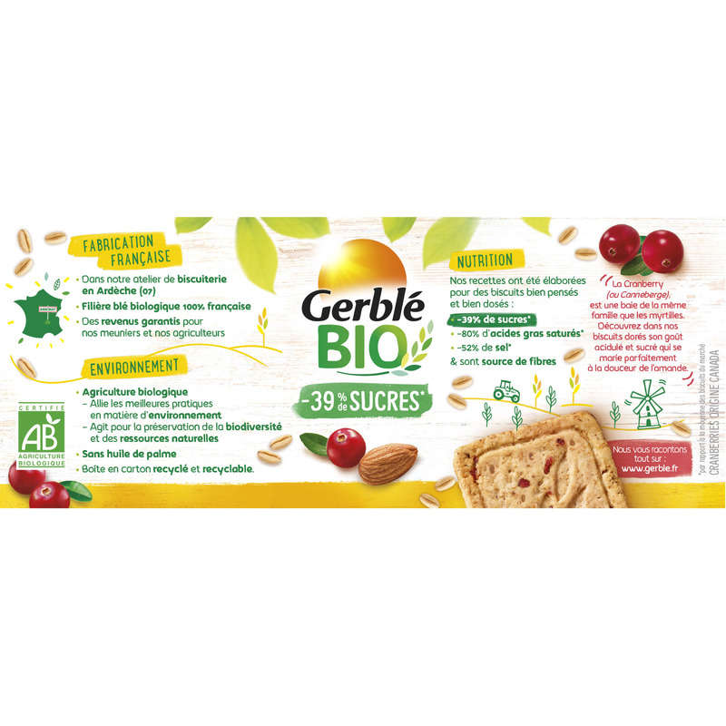 Gerblé Sable Amande Cranberry Bio 132G