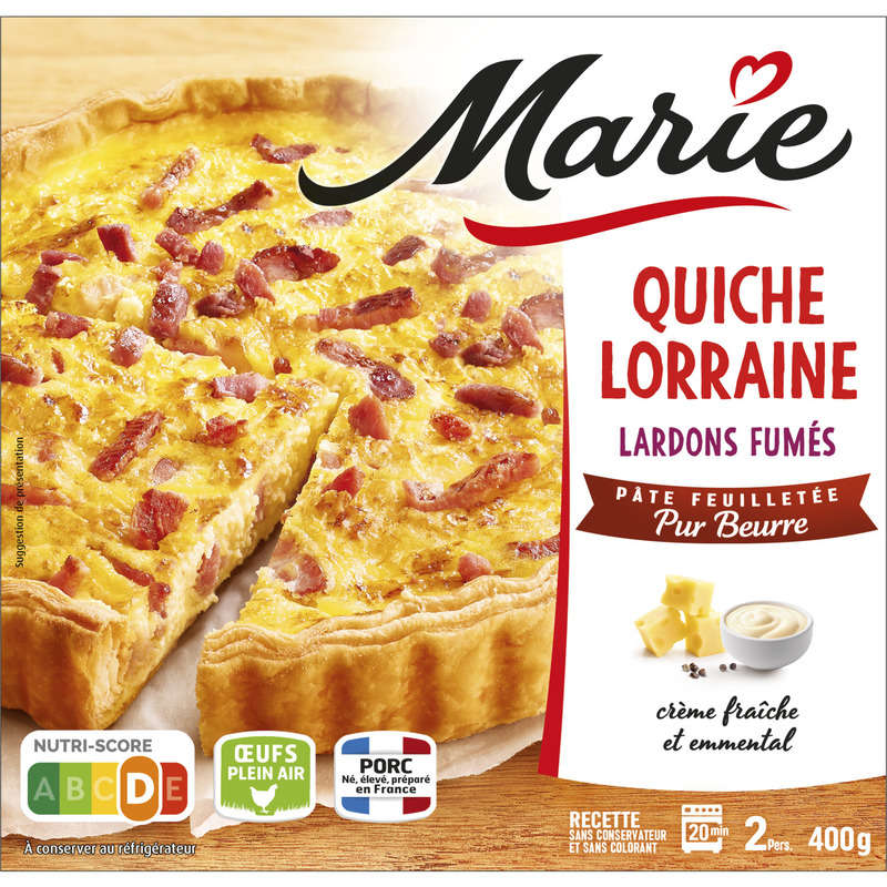 Marie Quiche lorraine lardons fumes creme fraiche et emmental pur beurre marie 400g