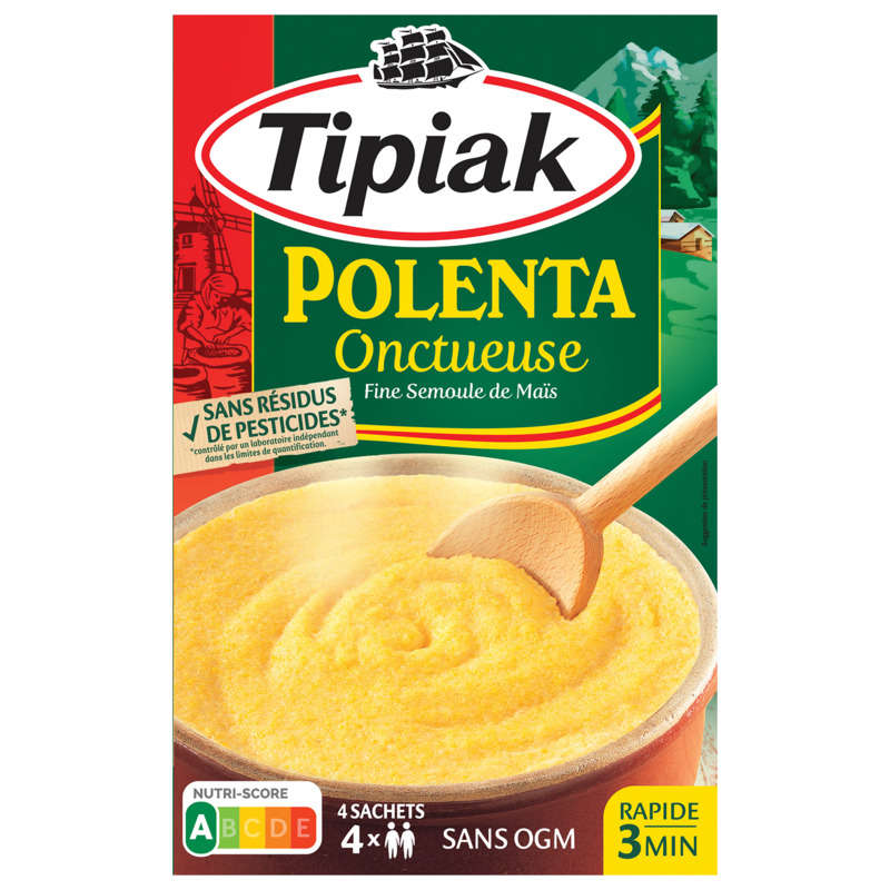 Tipiak Polenta Onctueux, Prêt En 3 Minutes, 4 X 100G