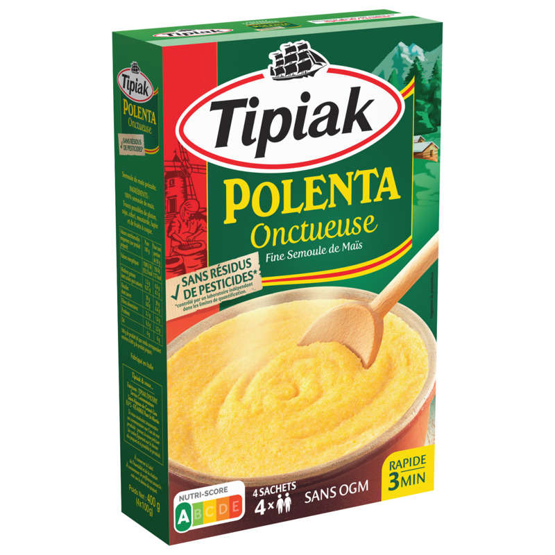 Tipiak Polenta Onctueux, Prêt En 3 Minutes, 4 X 100G